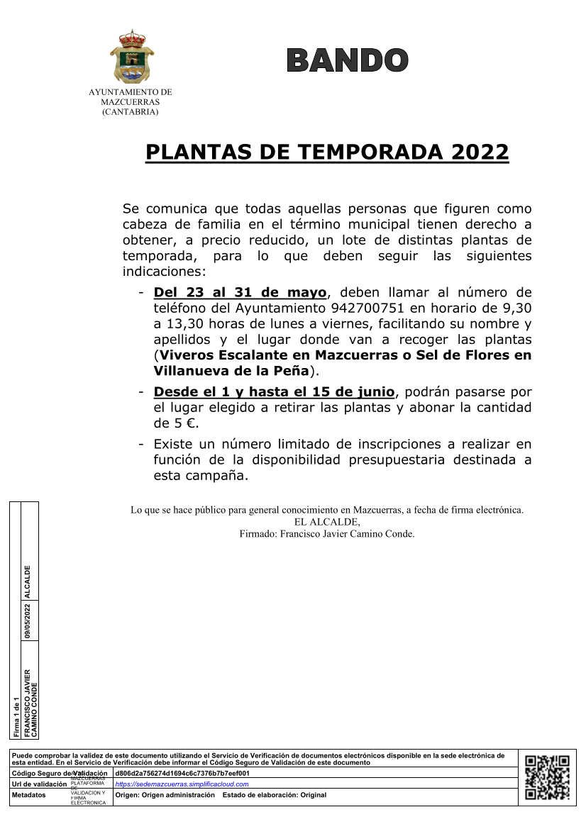 Bando Plantas Temporada 2022